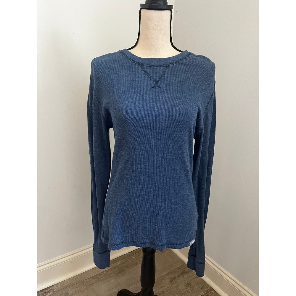 Aeropostale Blue Waffle Knit Thermal XS Long Sleeve Tee Y2K Granola Grunge Cabin